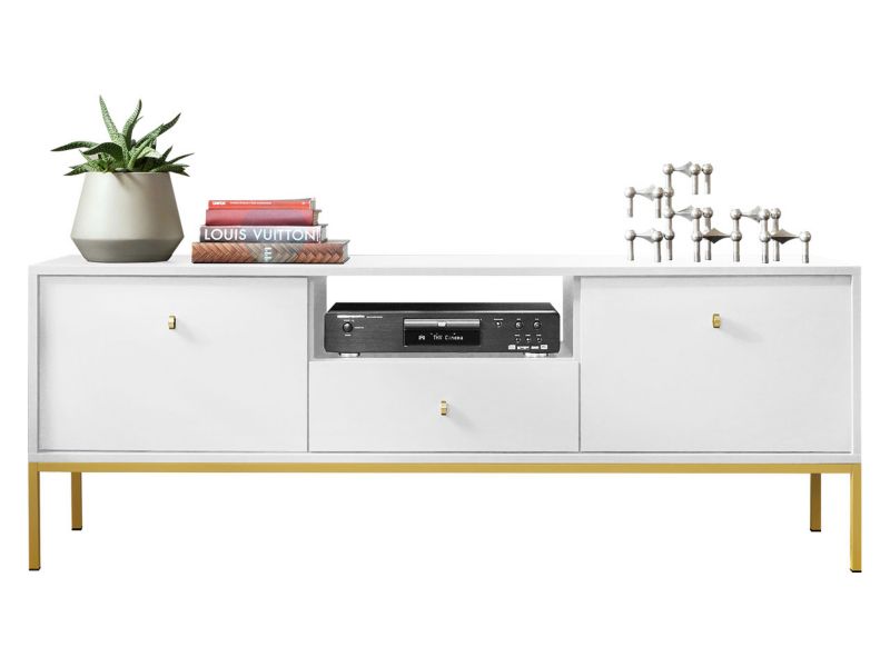 Szafka RTV MIRJAN 24 Mono Gold MRTV154 biały + złoty 1 szt.