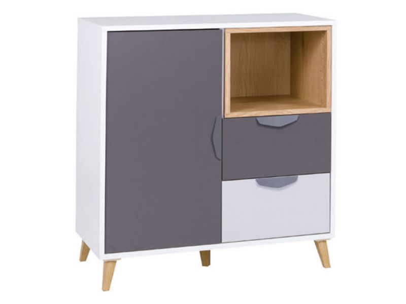 Komoda MIRJAN 24 Joker 9 biały + grafit / szary / dąb lefkas 1 szt.