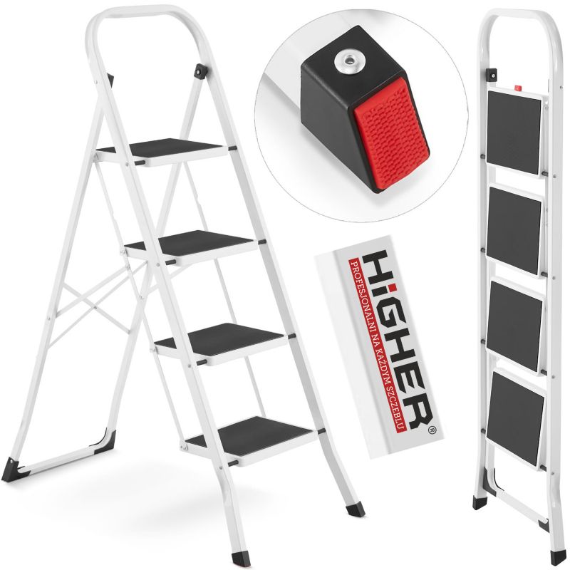 Drabina domowa lekka składana stalowa drabinka schodki 4 stopnie HIGHER BI 1 szt