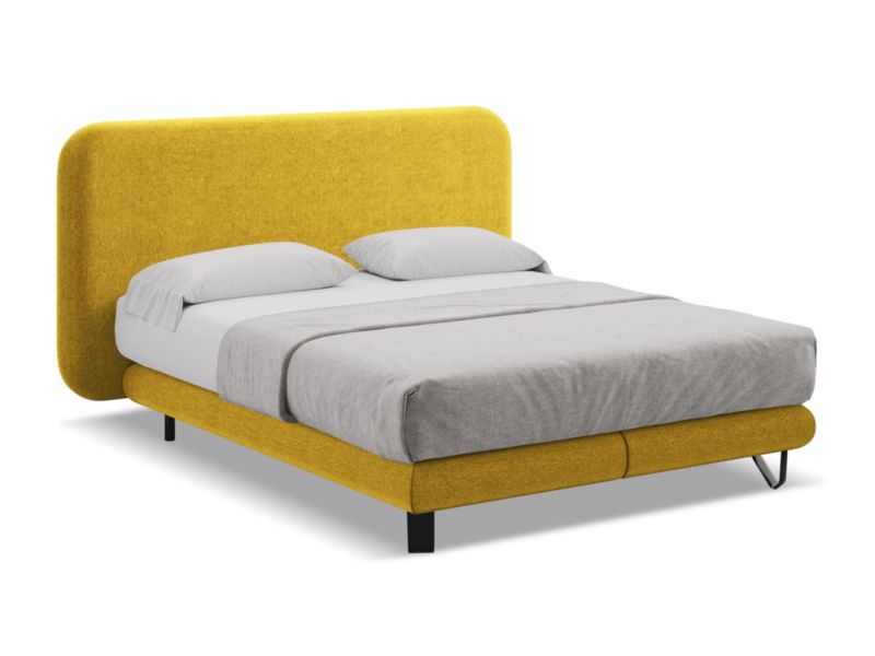 Łóżko LaMiaSofa Ilima z tkaniny szenilowej 140x200 musztardowy 1 szt.