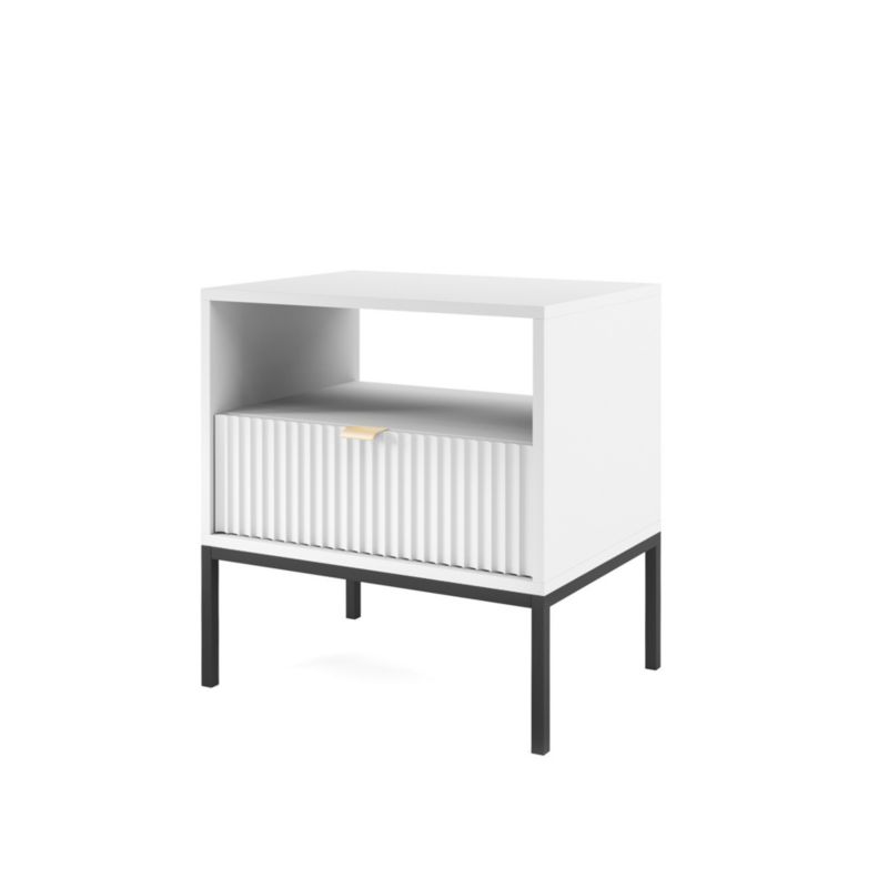 Szafka nocna z szufladą Bettso Nova 54 cm na czarnym stelażu biały 1szt.