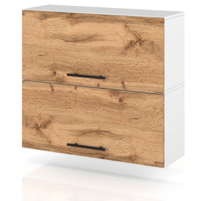 Szafka Kuchenna Hurtownia-Mebli Wisząca Klapowa W80K sPremium 80cm Biały Mat Dąb Wotan 80x32x72 cm 1szt.