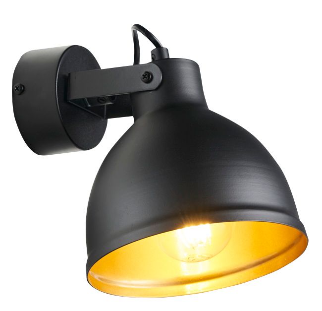 Kinkiet Mars 1-punktowy E27 czarny / złoty