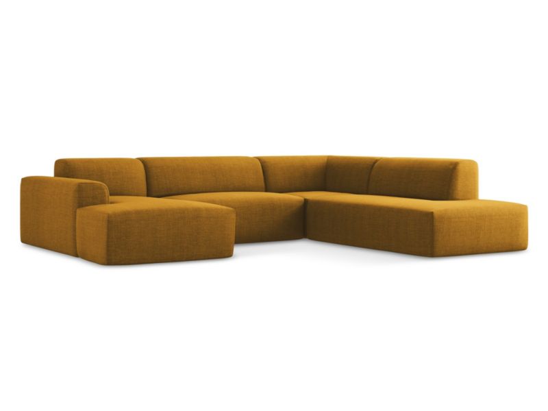 Sofa panoramiczna LaMiaSofa BOVA z tkaniny strukturalnej 344x264 cm musztardowy 1 szt.