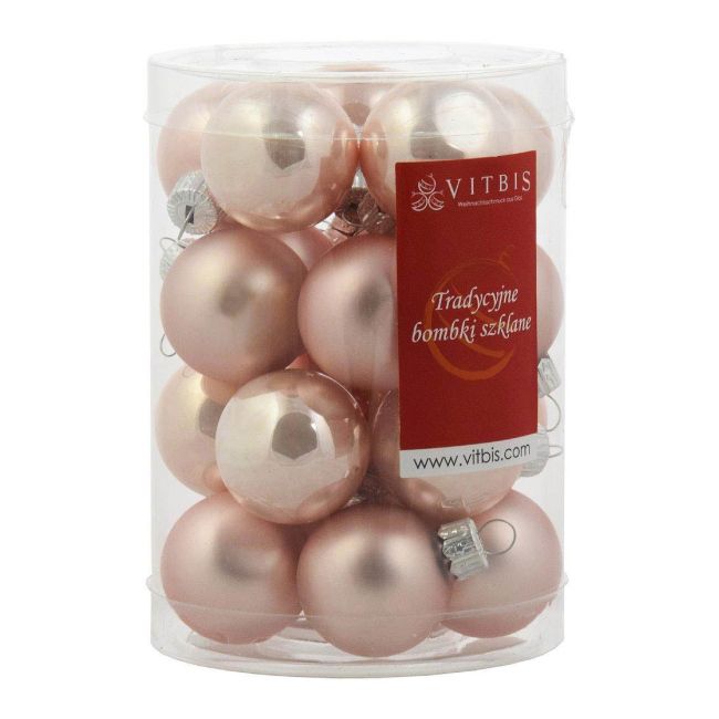 Bombki w tubie Vitbis jasnoróżowe 20 szt.