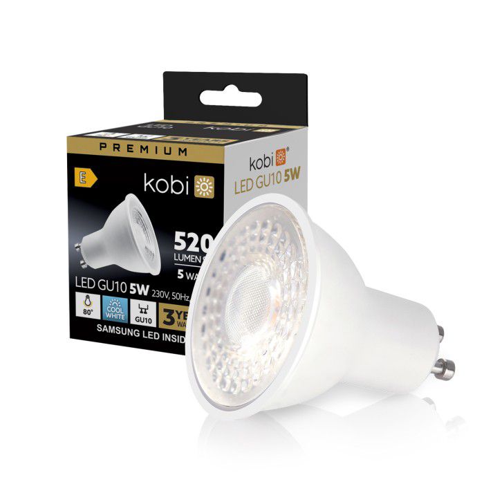 Żarówka LED GU10 5W Kobi Premium barwa zimna 6500K 5szt.