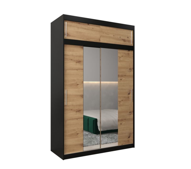 Szafa przesuwna Garderoba Abiks Tokyo 1 150 czarny + artisan z nadstawką 1 szt.