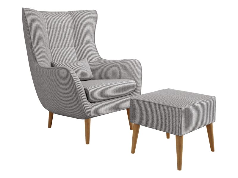 Fotel MIRJAN 24 Estjano Sztruks z podnóżkiem jasny szary 1 szt.