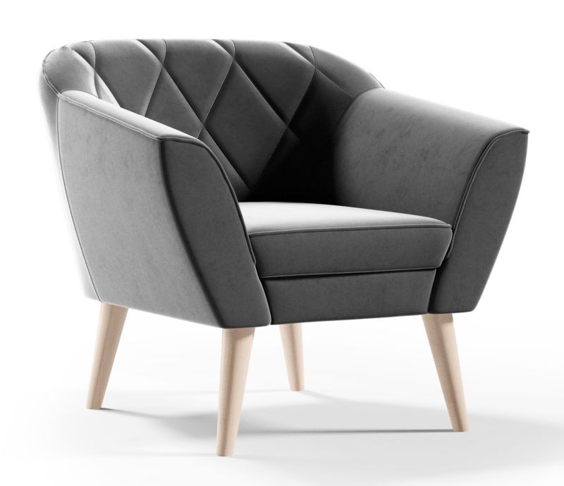 Fotel Gloria Sofello Skandynawski welur szary 80x75x90 1 szt.