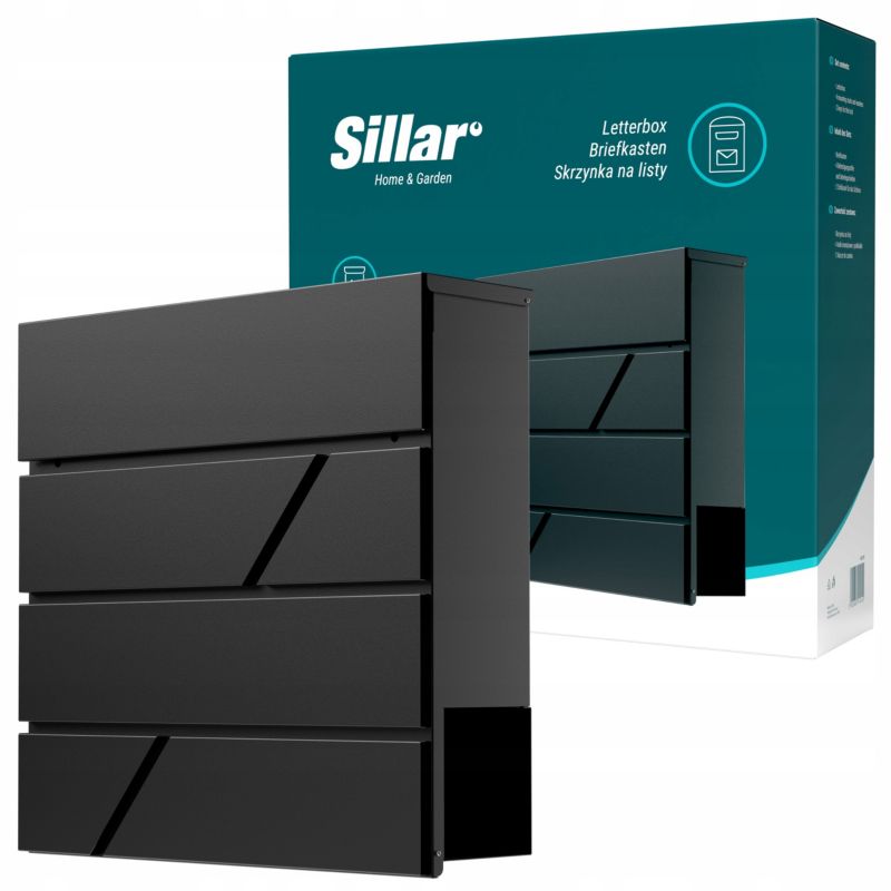 Skrzynka na listy, Sillar, z tubą na gazety, stal ocynkowana, 37x37x10.5cm, antracyt, 1szt