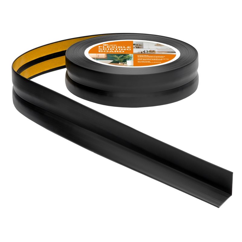 Listwa wykończeniowa PCV 30x30mm, QUEST, samoprzylepna, elastyczna, miękka taśma dekoracyjna, czarny, 15m