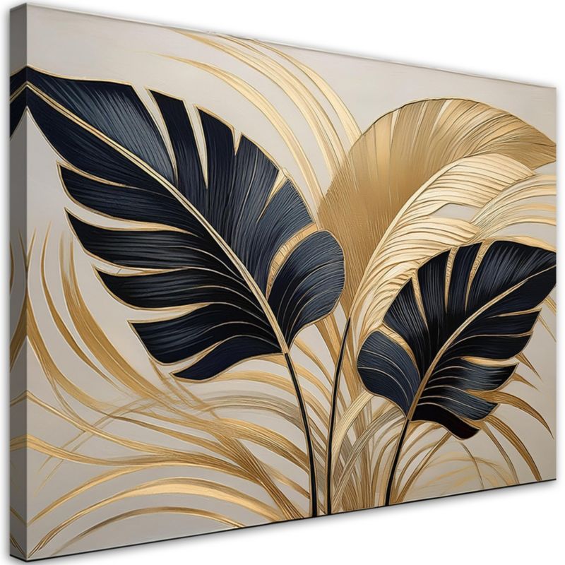 Obraz do salonu Feeby Liście Palmy Boho Złoty 90x60 cm 1szt