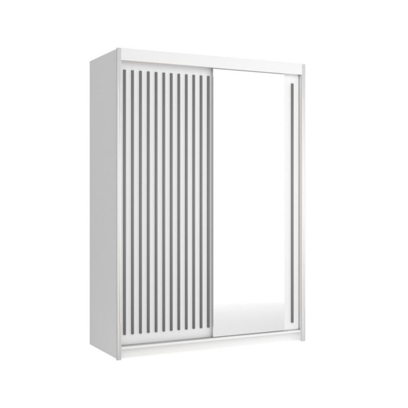 Szafa przesuwna Bettso Lay 150 cm designerska z szarymi lamelami biały 1szt.