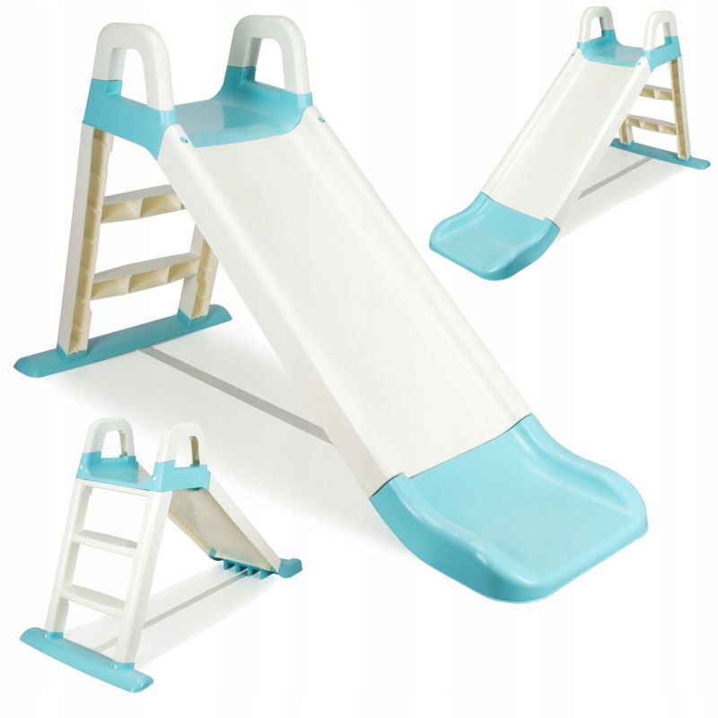 Zjeżdżalnia ślizg duża dla dzieci 140cm Coil ogrodowa solidna z drabinką kremowo-turkusowa 1szt