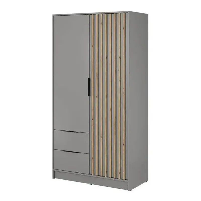 Szafa dwudrzwiowa z szufladami Bettso Nelly 2D z lamelami szary 1szt.