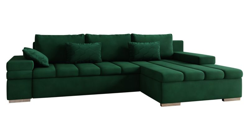 Narożnik z funkcją spania MIRJAN 24 Bangkok Premium prawy butelkowa zieleń/butelkowa zieleń/butelkowa zieleń Pik 1 szt.