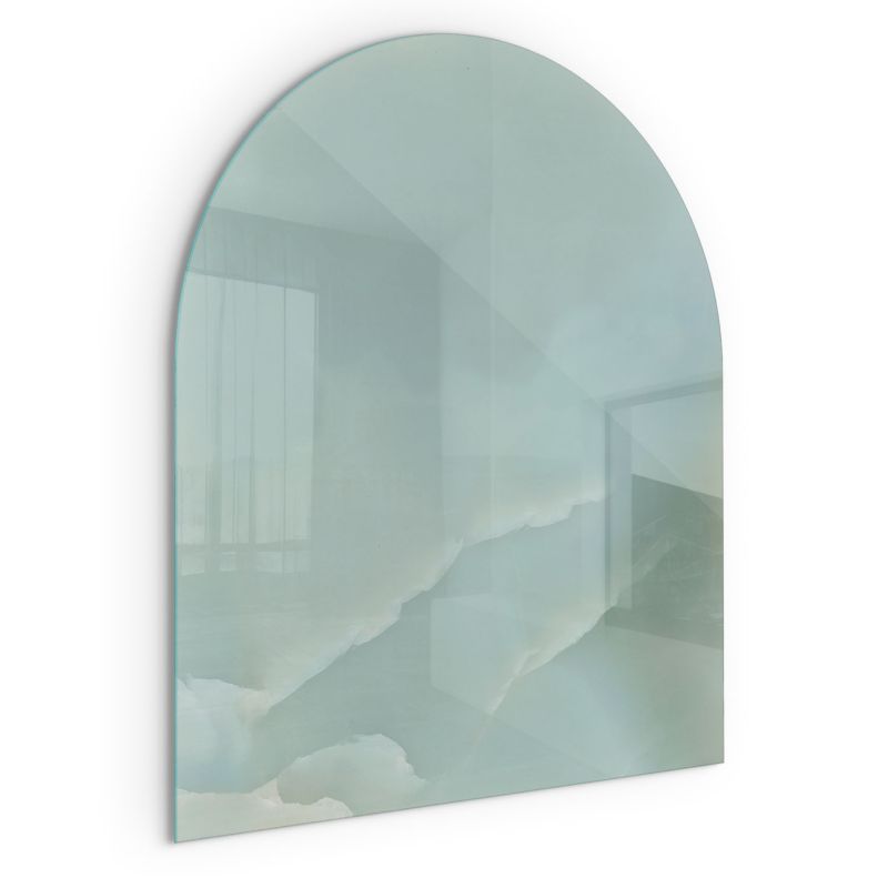 Szklana Podkładka Pod Kominek Półowalny Wallfluent 80x70 cm Subtelny marmurowy motyw 1 szt.