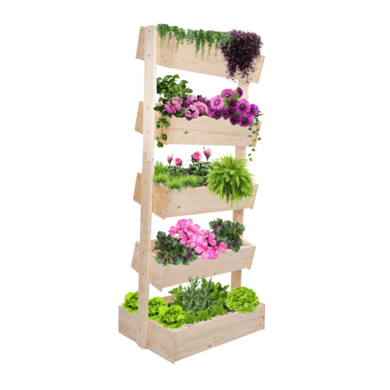 Drewniany kwietnik pionowy MODO24 187 cm 5 półek impregnacja bezbarwna rośliny eco 1 szt.