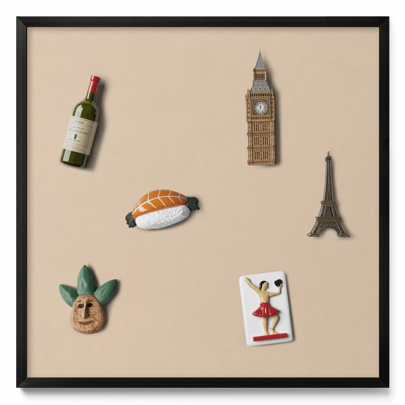 Tablica na notatki Tulup 50x50 cm Kolor beżowy w czarnej ramie 1 szt.