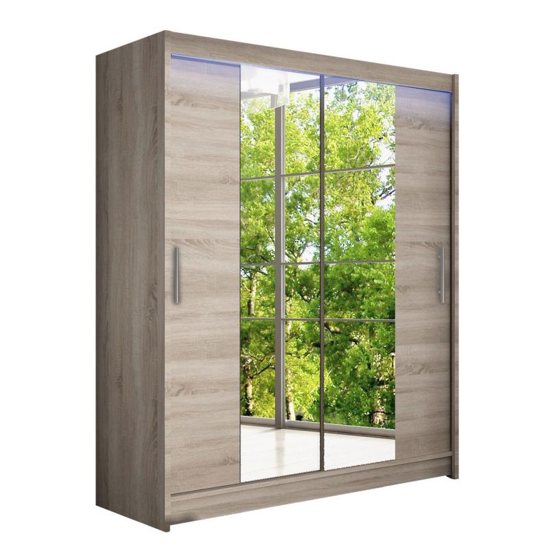 Szafa MIRJAN 24 z drzwiami przesuwnymi Presto II z oświetleniem RGB trufel/lustro 1 szt.