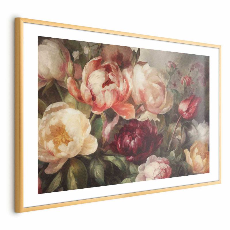 Plakat Artgeist Piwonie 42x29,7 cm z ramą złotą 1 szt