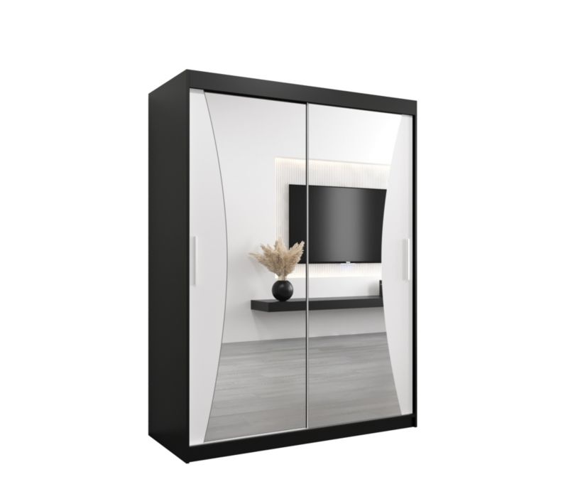 Szafa przesuwna Garderoba Abiks MONACO 150 czarny mat + biały mat 1 szt.