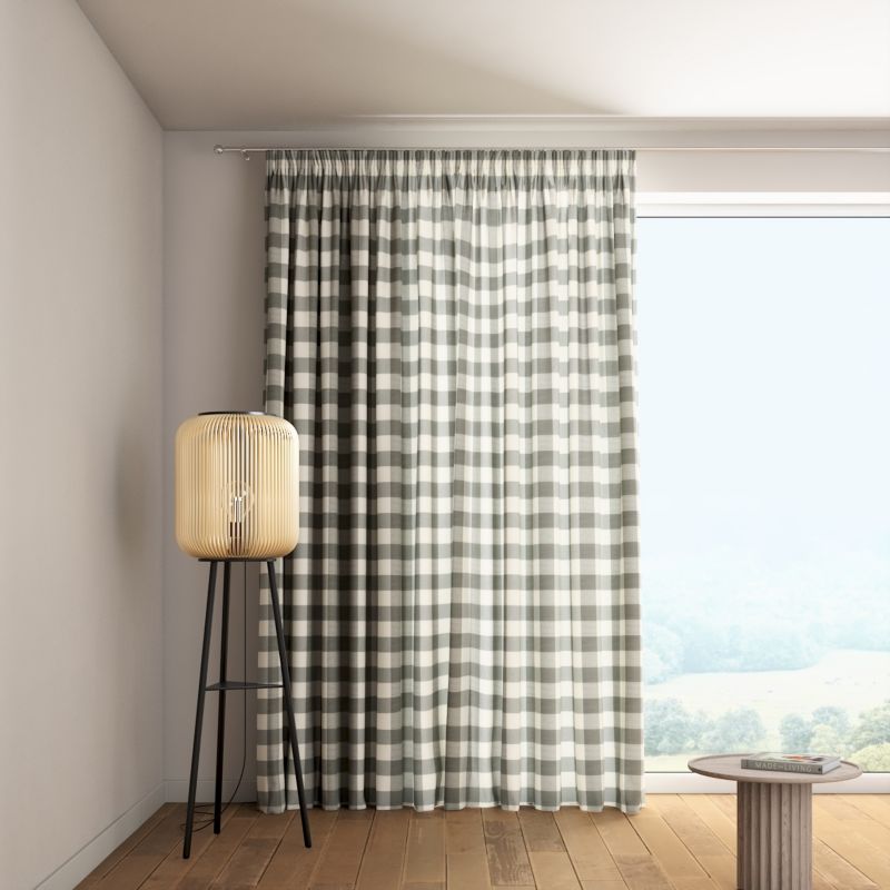 Zasłona na taśmie marszczącej 1 szt. 130 x 260 cm Dekoria szaro-biała krata (5,5x5,5cm) 1 szt.