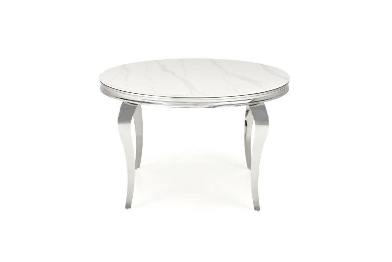 Stół okrągły szklany Munya do jadalni i salonu INTESI biały glamour nowoczesny 120 cm 1 szt.