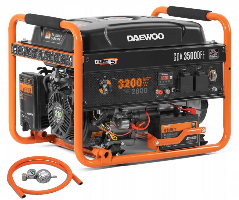 Agregat prądotwórczy DAEWOO gaz benzyna generator prądu 230V GDA3500DFE AVR 1szt.