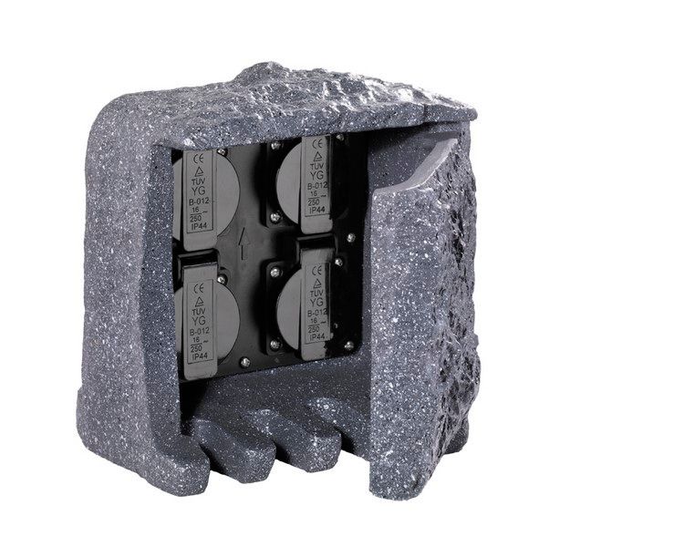 Słupek zasilający ogrodowy Trio Steckdosen szary kamień 4 gniazda IP44 wym: 20 x 19 x 20 cm tworzywo sztuczne - 1 szt.