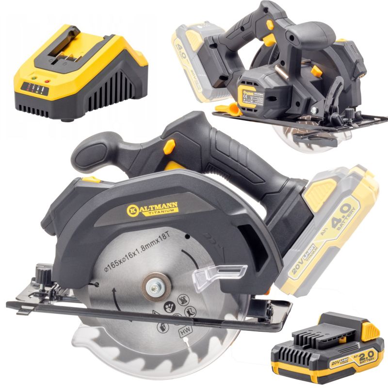 Pilarka tarczowa Kaltmann KTI-PT20V Ręczna z laserem Piła przecinarka akumulatorowa Zestaw z akumulatorem 1 szt.