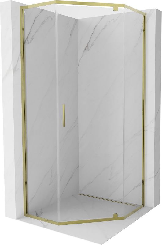 Kabina prysznicowa Mexen Exo pięciokątna uchylna 80 x 80 cm transparent złota 1 szt.
