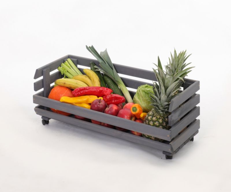 Skrzynka na warzywa i owoce MODO24 na kółkach 30x77x30 cm impregnat szary 1 szt