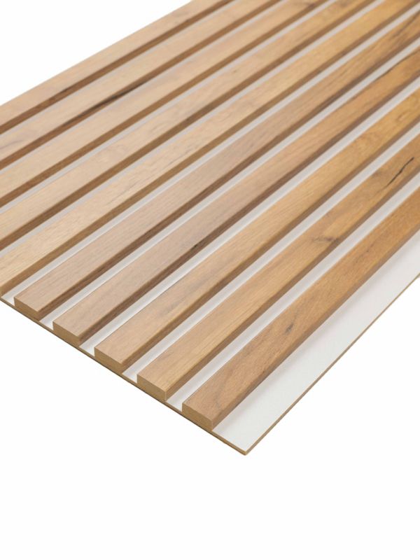 Lamele na Białym Filcu Ścienne SunWood Panel Dekoracyjny Dąb Craft Złoty 275x46 1 szt.