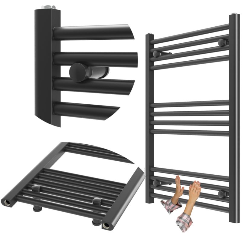 Grzejnik Łazienkowy Granitan Breno 60/80cm Czarny Kaloryfer Drabinkowy 1kpl.