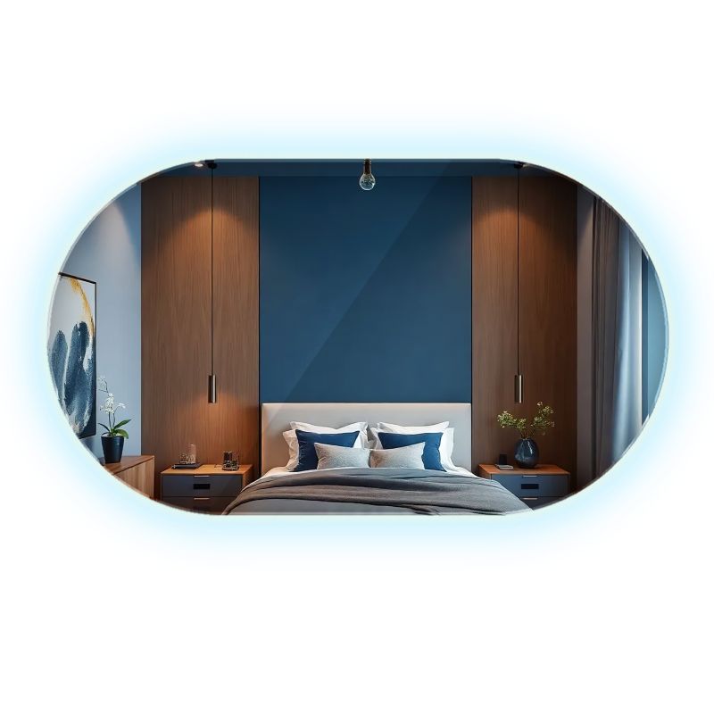 Lustro Owalne LED ArtPrintCave 46 x 80 cm do Łazienki Zimne Ścienne Wiszące Minimalistyczne 1 szt.