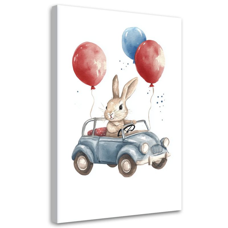 Obraz dziecięcy na ścianę Feeby Królik Auto Baloniki 70x100cm 1szt