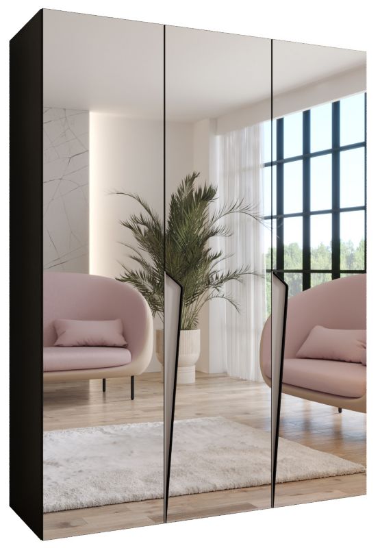 Szafa uchylna z lustrem otwierana Abiks PIANO 3 150 wys 202 cm Czarny + Kaszmir 1 szt.