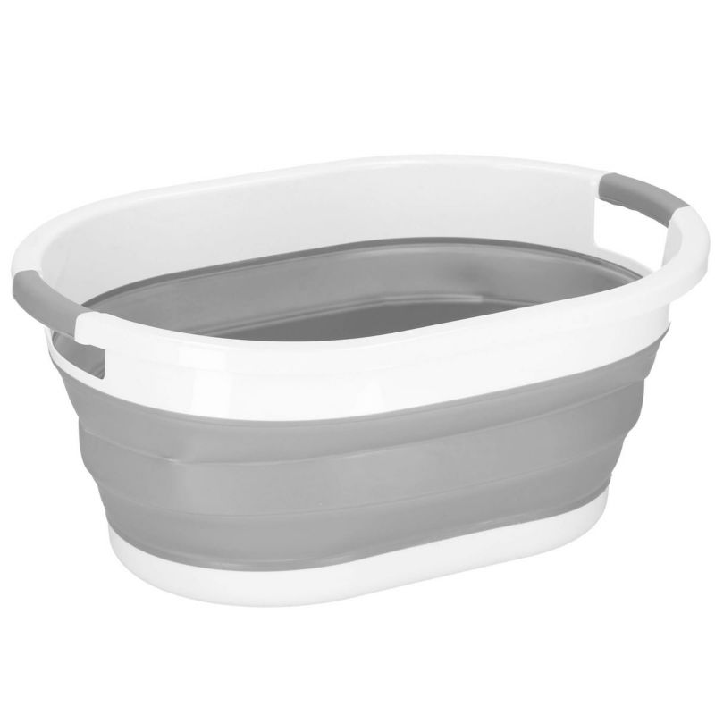 Kosz na pranie Springos składany 39L miska wiaderko szaro-białe 1 szt.