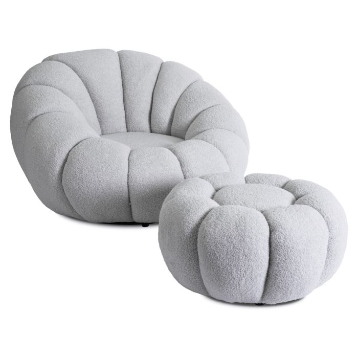 Fotel Wypoczynkowy Pettit Mebel Elite Obrotowy z Pufą Szary 1 szt