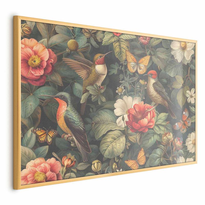 Plakat Artgeist Kwiaty i motyle 90x60 cm z ramą złotą 1 szt