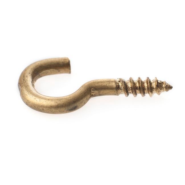 Haczyk wkręcany 20 mm wygięty mosiężny jasny 1 szt.