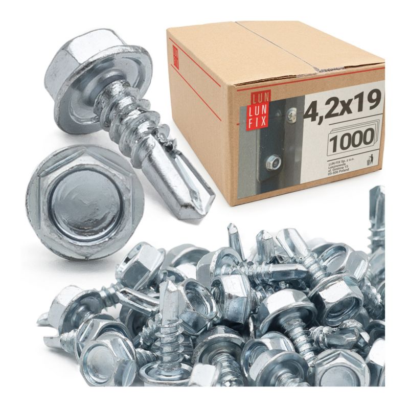 Wkręty do metalu Lun Fix samowiercące z łbem na klucz 4,2x19mm 1000szt.