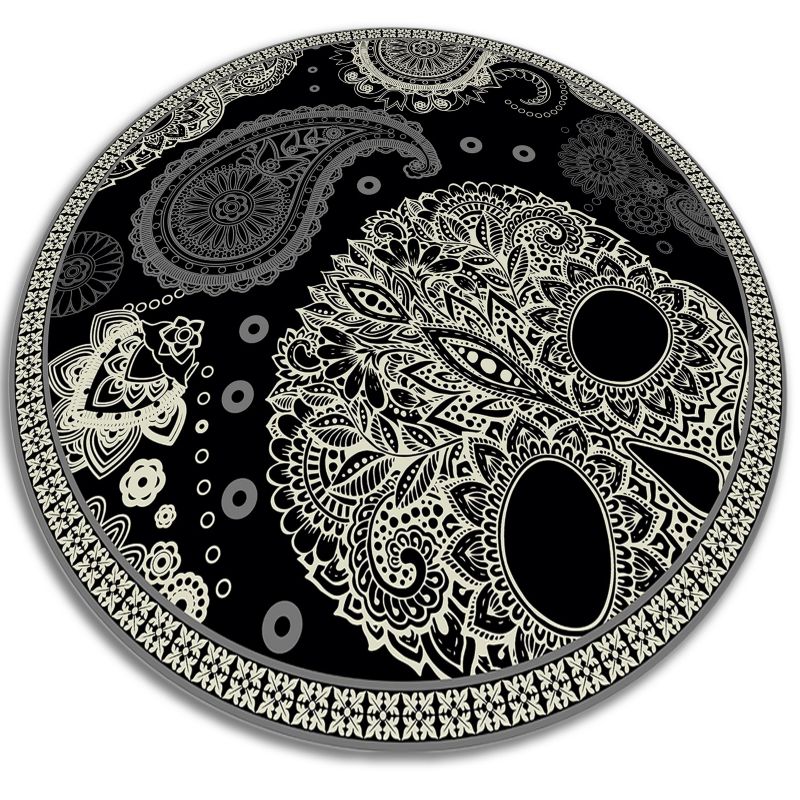 Dywan Tulup Winylowy Okrągły fi70 cm Czaszka Do Salonu Dekoracyjny 1 szt.