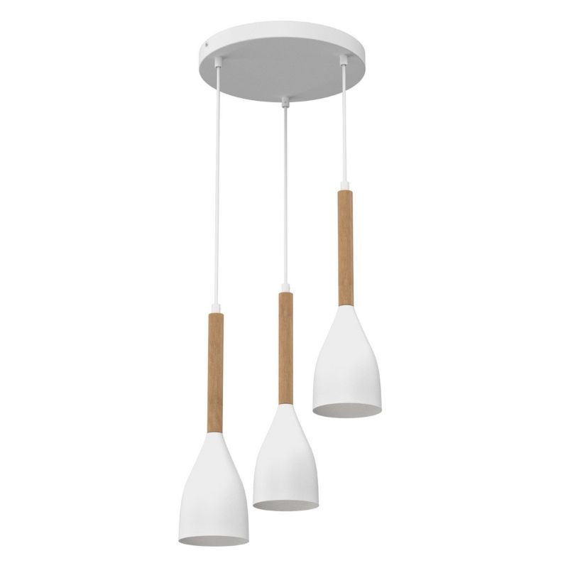 Lampa wisząca Luminex Muza New biały matowa-jasne drewno wym: 110 x 38 x 38 cm 3xE27 x 15W 1 szt.