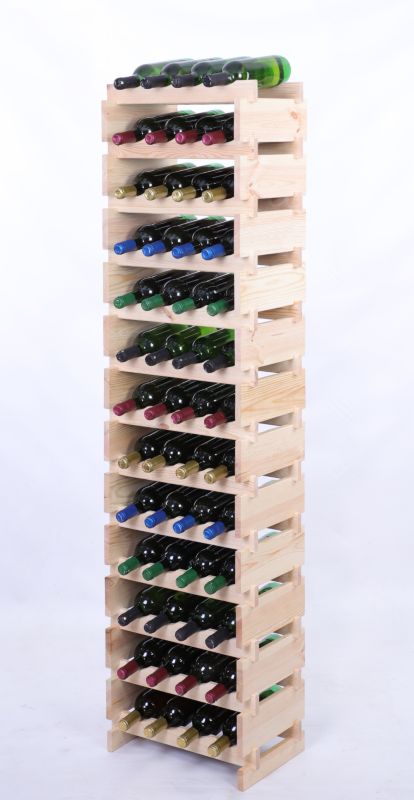 Stojak na wino MODO24 regał modułowy na butelki 13 leżni x 4 butelki montaż bez narzędzi naturalne drewno 1 szt.