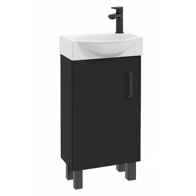 Szafka do Łazienki Stamar Stojąca z Umywalką 400 x 220 mm Czarna Matowa z Baterią 1 szt