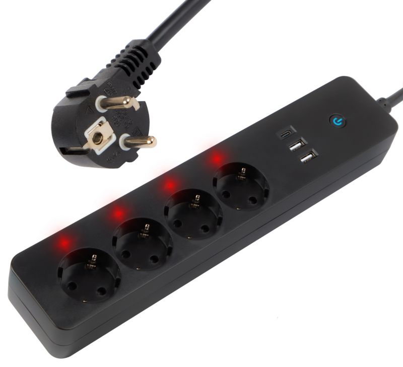 Przedłużacz BLOW inteligentna listwa zasilająca 4 gn USB-C 2x USB WiFi Tuya 3m 1 szt.