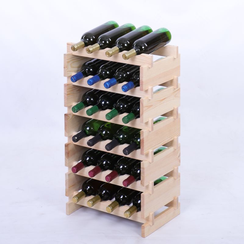 Stojak na wino MODO24 regał modułowy na butelki 6 leżni x 4 butelki montaż bez narzędzi naturalne drewno 1 szt.