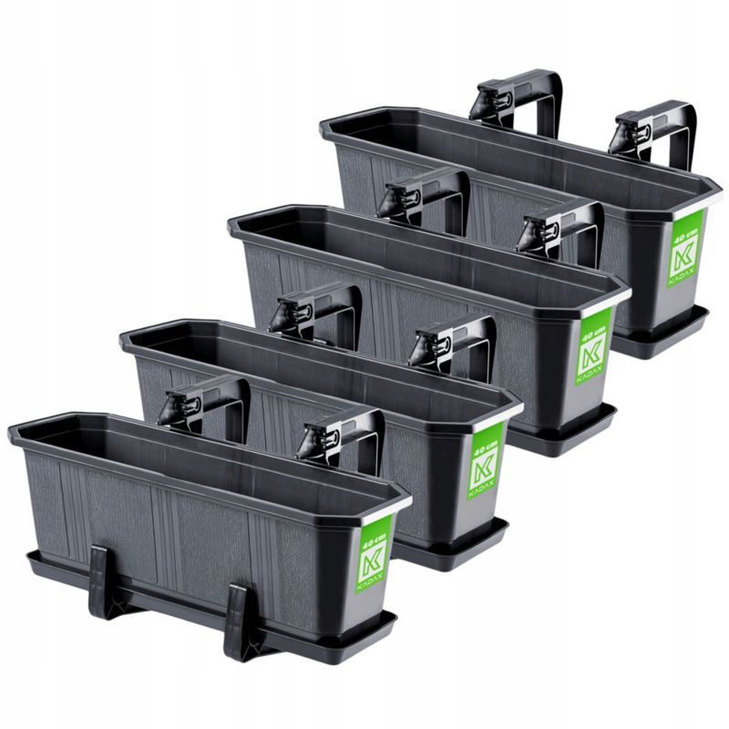 Skrzynka Balkonowa KADAX 4x 40cm Uchwyty Grafitowa 4 szt.